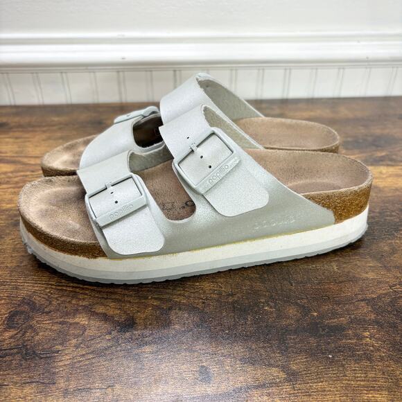 Birkenstock Papillio Womens Size 7 EU 38 Narrow Arizona Sandals Metallic Mineral - Picture 3 of 16